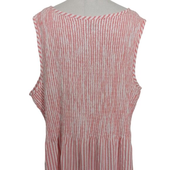 Croft & Barrow Stripe Smocked Dress Womens Plus Size 2X Pink Stretch Sleeveless - Picture 9 of 10
